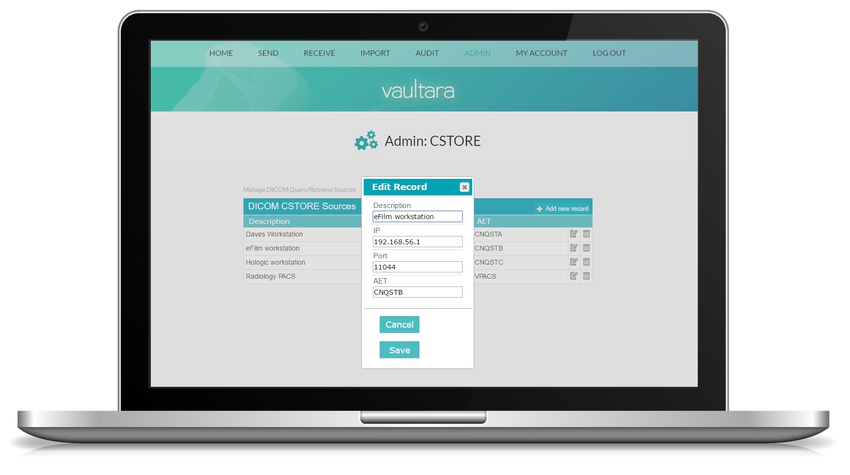 Adjust administrative settings for medical image sharing